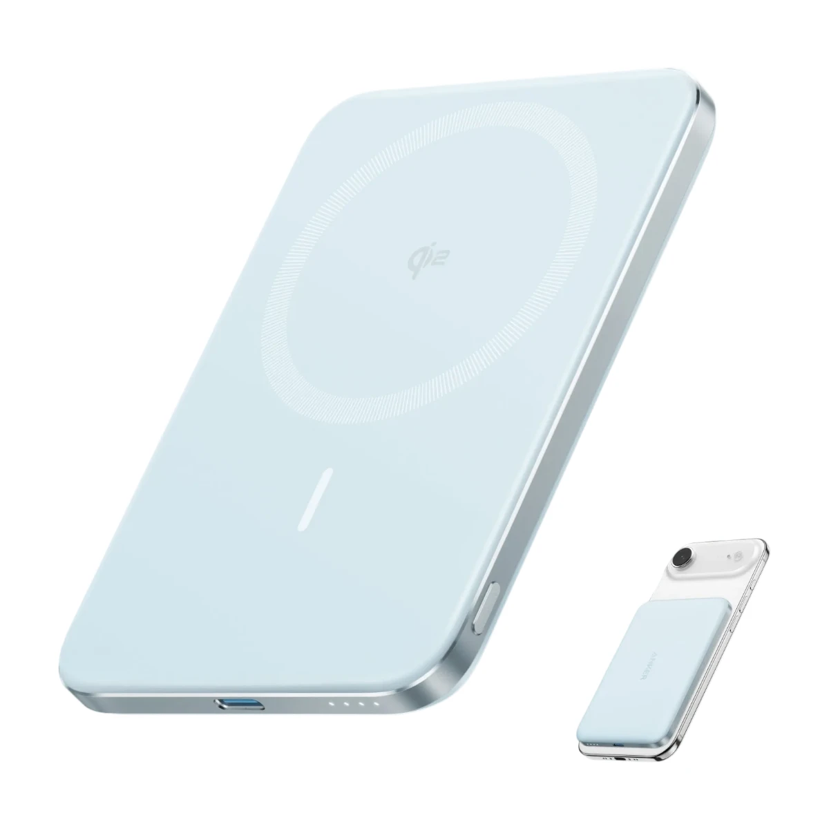 Anker Nano Power Bank 5,000mAh Magnetic Qi2 Certified 15W Max - Mist Blue