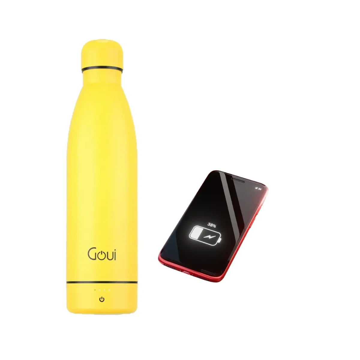 Goui Loch 420ml Water Bottle with 6000mAh Power Bank - Yellow