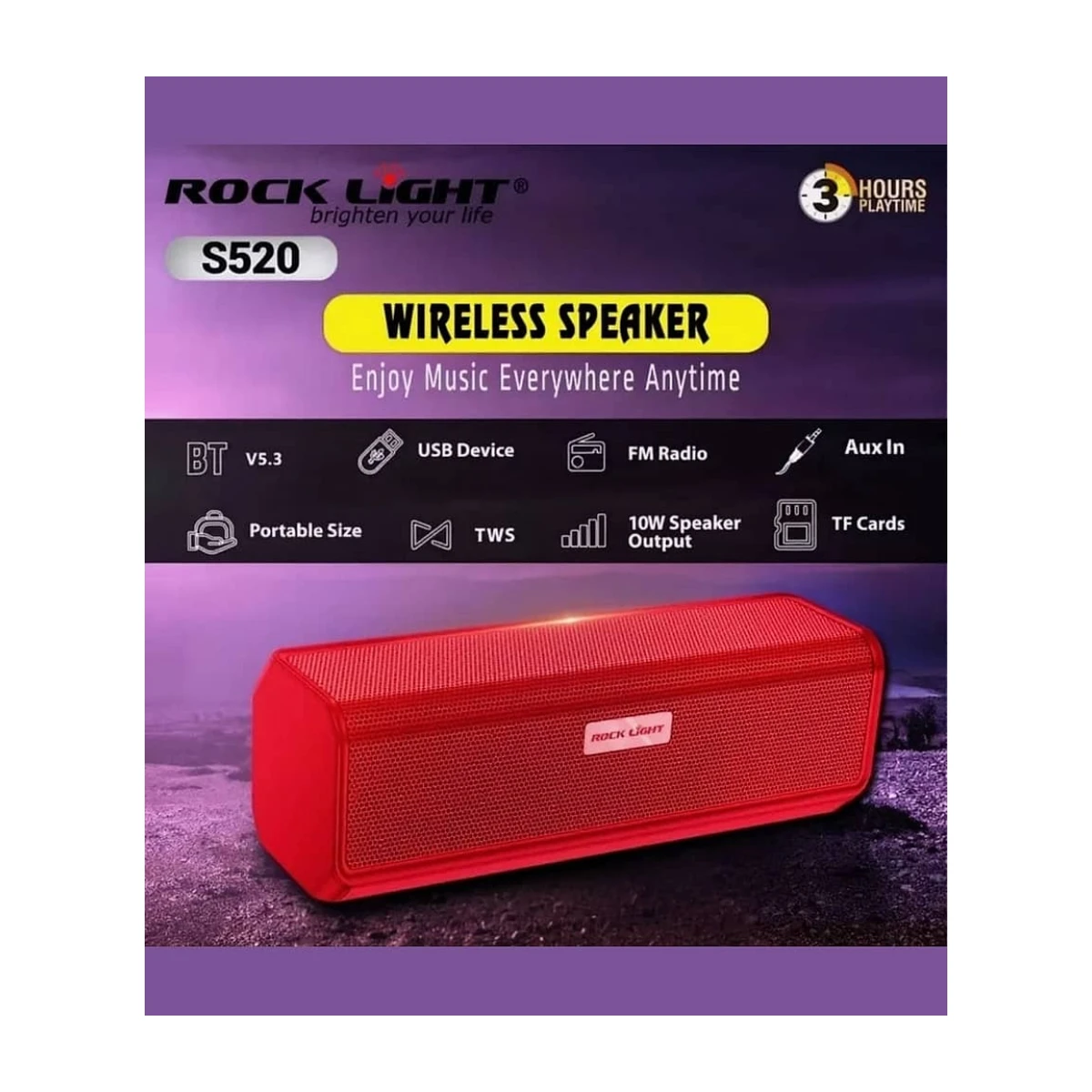 Rocklite S520 10W Bluetooth Speaker - Red